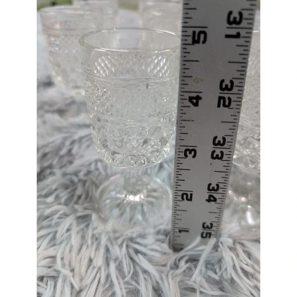 VTG Wexford Anchor Hocking Diamond Point Claret Goblet Wine Glasses Lot Of 11